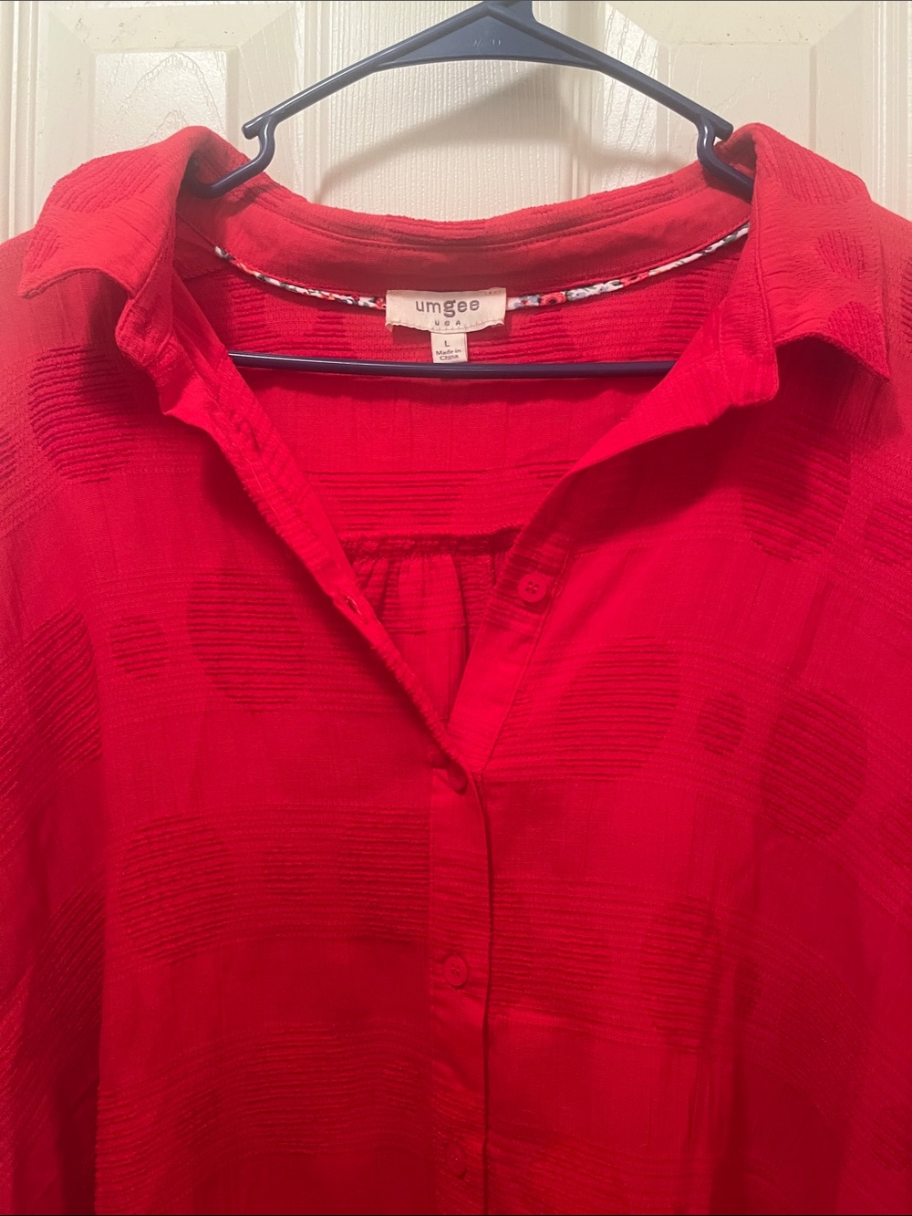 Umgee Bright Red Textured Button-Down Shirt
